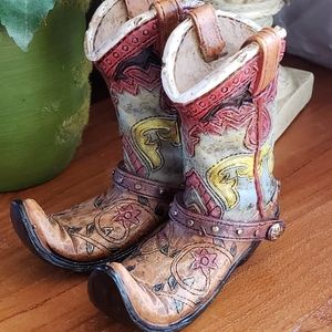 Mini Western Cowboy Boots Resin Figurine 3½" Miniature
